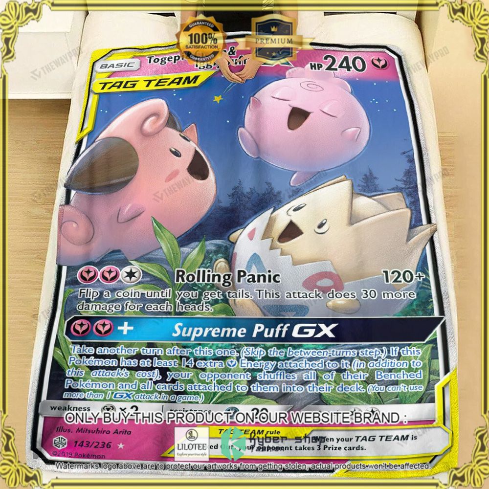 Togepi and Cleffa and Igglybuff-GX Cosmic Eclipse Custom Pokemon Soft Blanket - LIMITED EDITION 3 Togepi and Cleffa and Igglybuff-GX Cosmic Eclipse Custom Pokemon Soft Blanket - LIMITED EDITION - Image 3