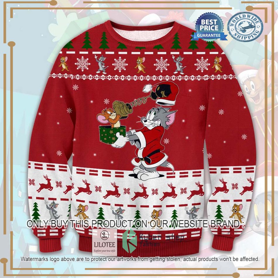 tom and jerry red ugly christmas sweater 1 63128