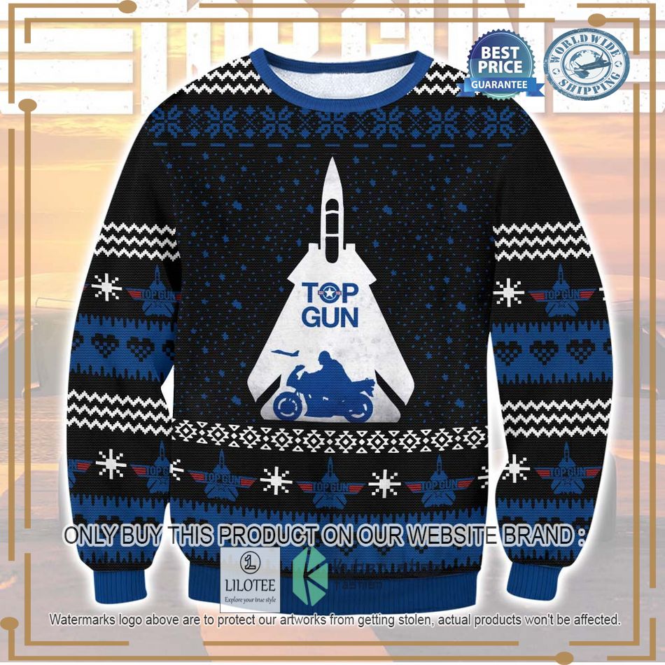 top gun black blue ugly christmas sweater 1 37843