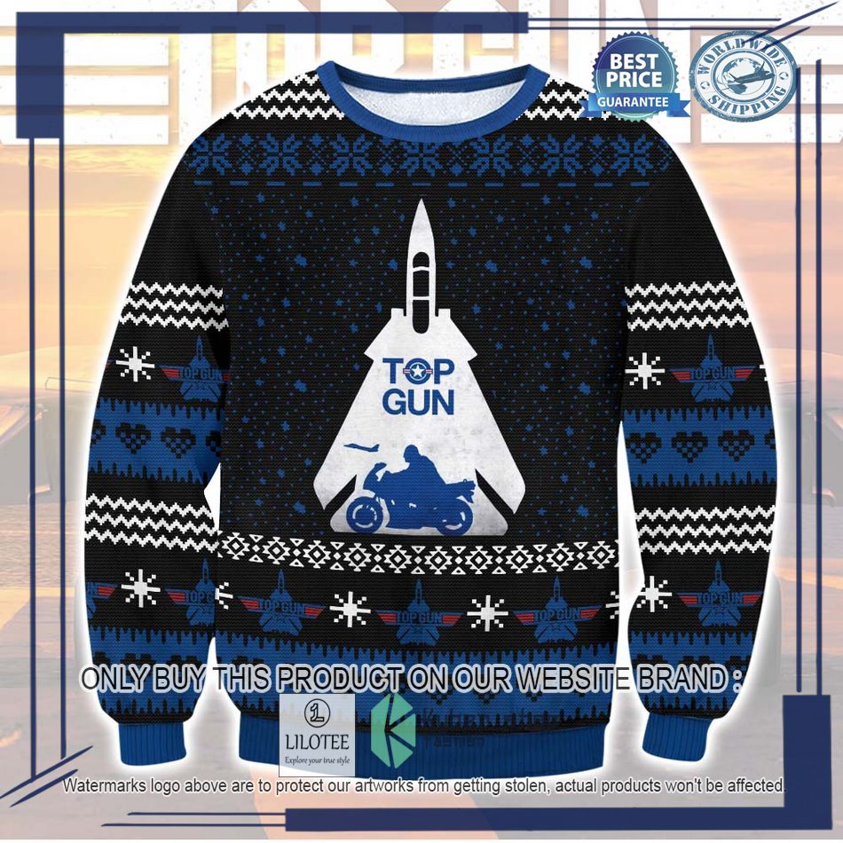 top gun black blue ugly christmas sweater 1 70179