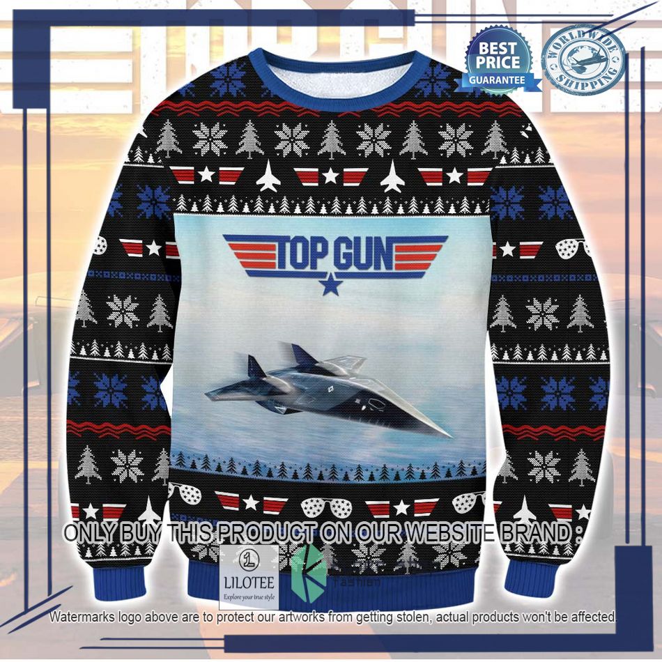 top gun black ugly christmas sweater 1 64298