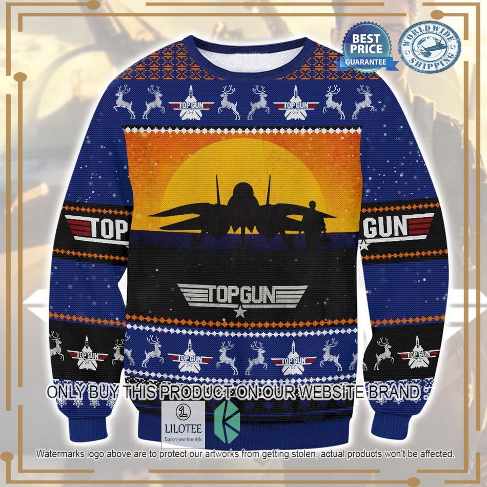 top gun blue ugly christmas sweater 1 35915