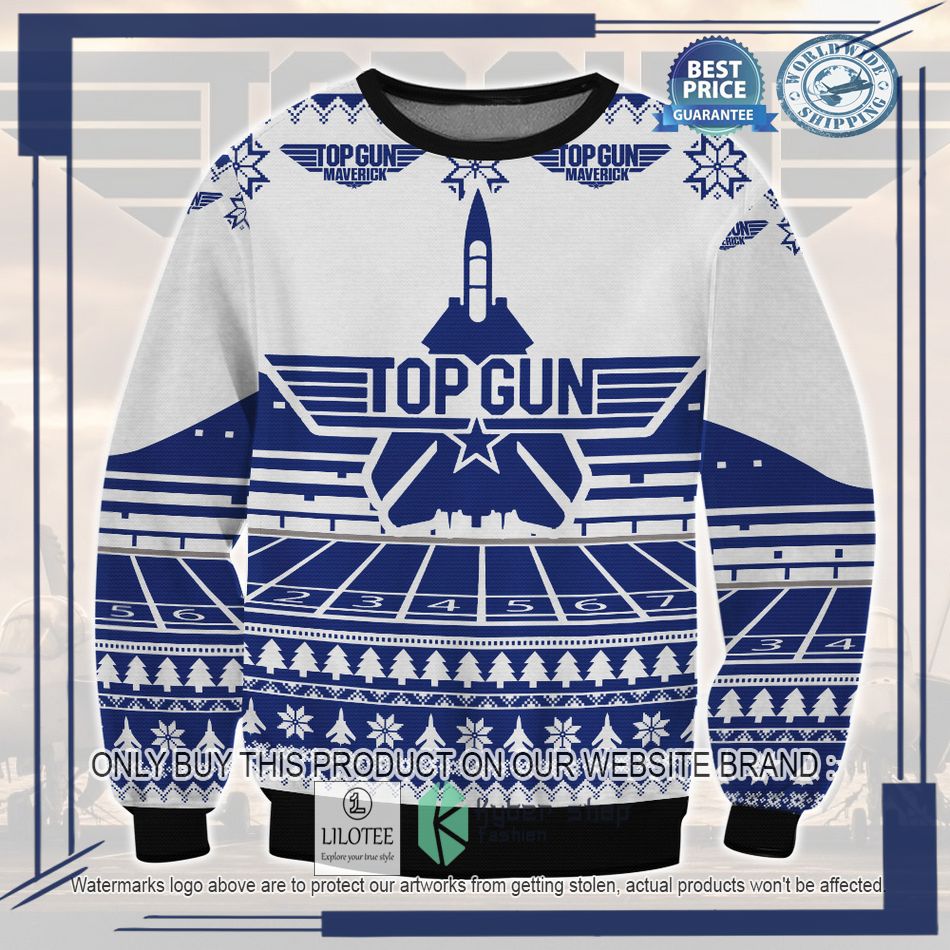 top gun whtie blue ugly christmas sweater 1 28387