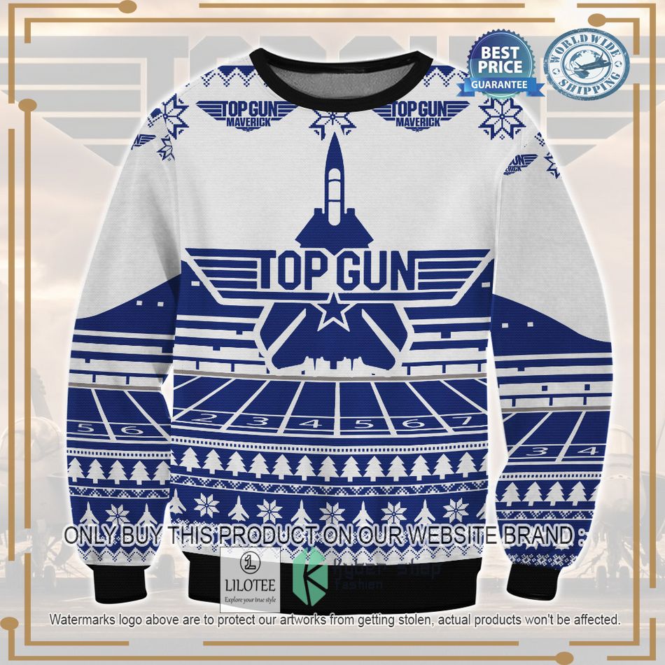 top gun whtie blue ugly christmas sweater 1 8346