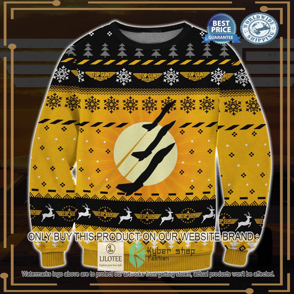 top gun yellow black ugly christmas sweater 1 21642