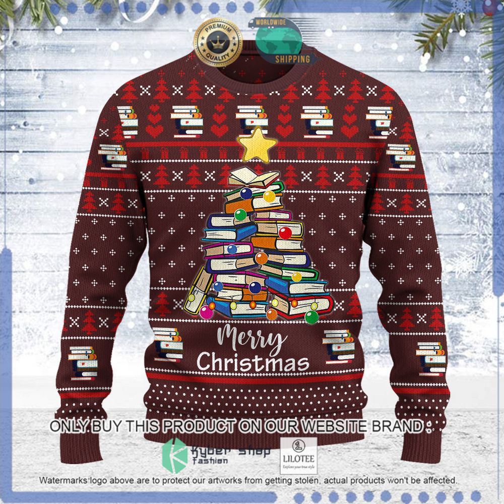 tree book lovers christmas sweater 1 19329