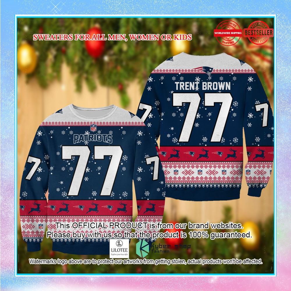 trent brown new england patriots christmas sweater 1 170