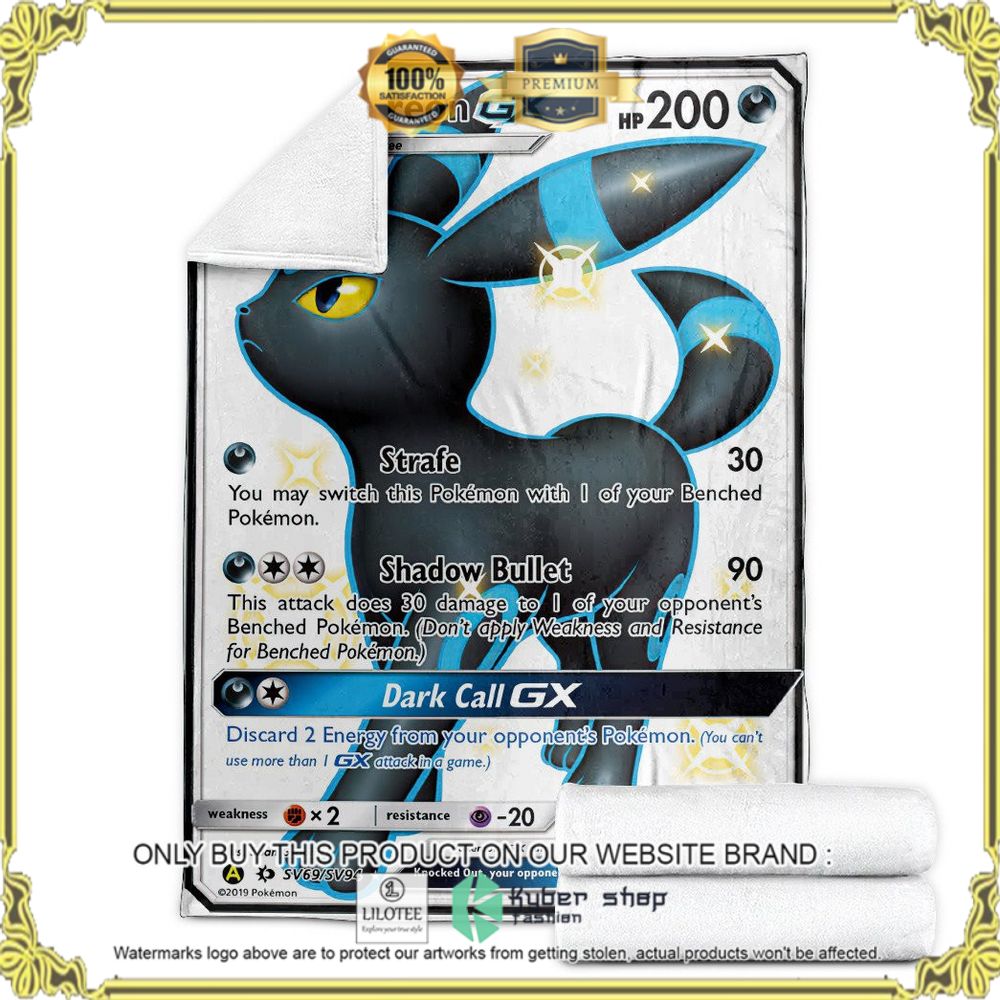 Umbreon GX Sun and Moon Custom Pokemon Soft Blanket - LIMITED EDITION 4 Umbreon GX Sun and Moon Custom Pokemon Soft Blanket - LIMITED EDITION - Image 4