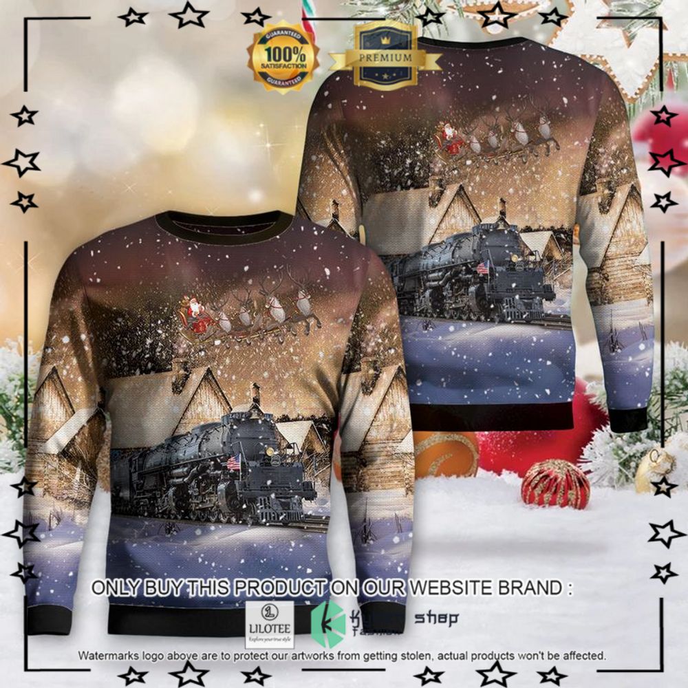 union pacific railroad big boy no 4014 steam christmas sweater 1 93208