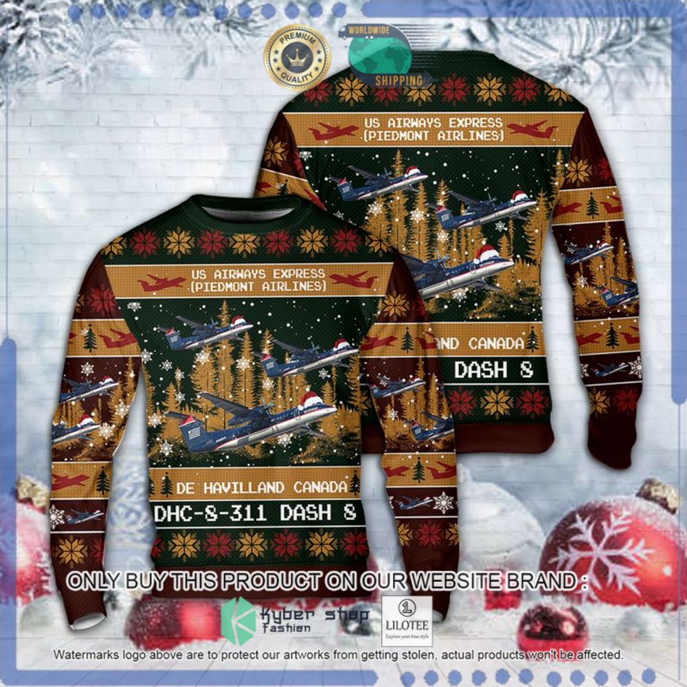 us airways express dhc s 311 dash christmas sweater 1 55053
