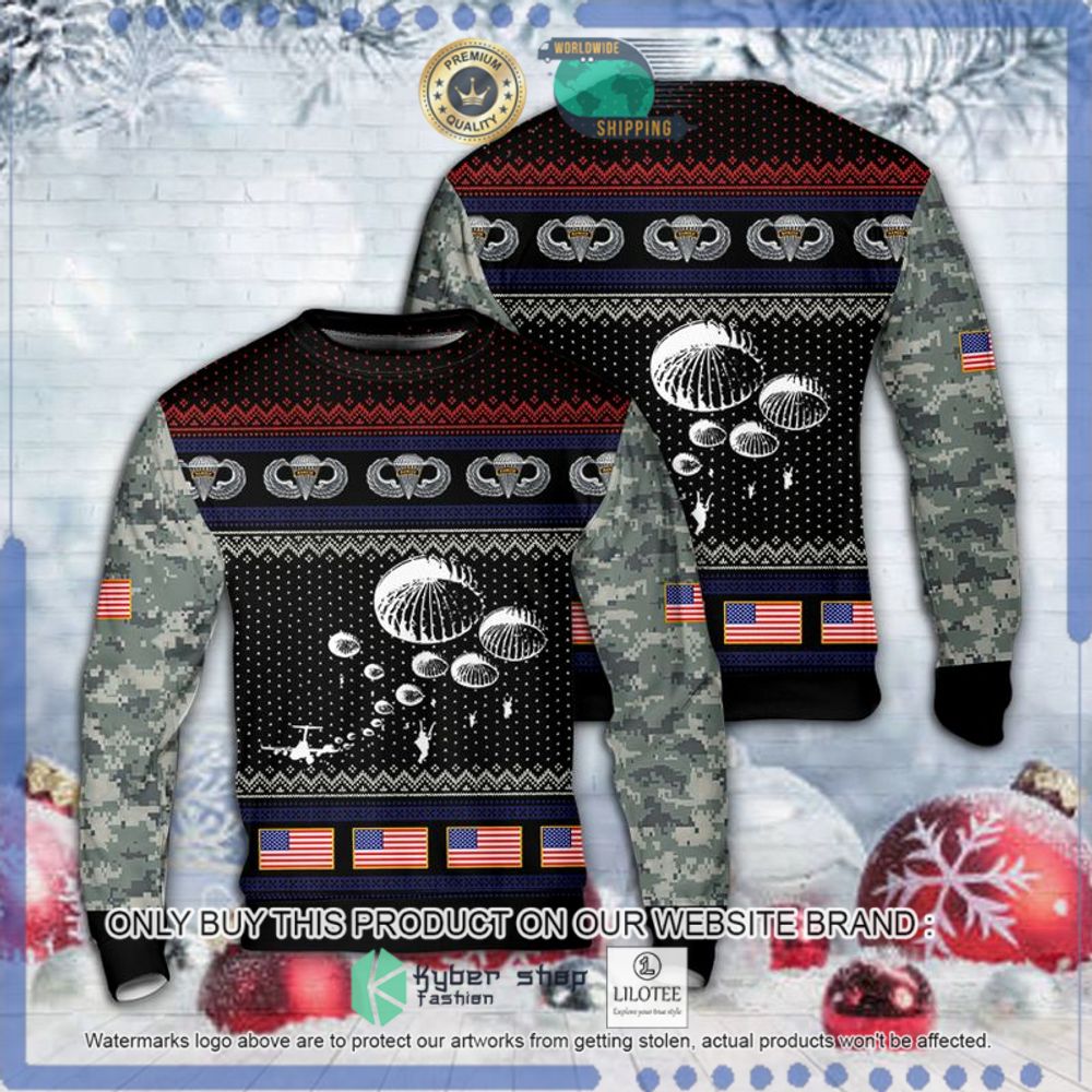 us army airborne paratrooper christmas sweater 1 95455
