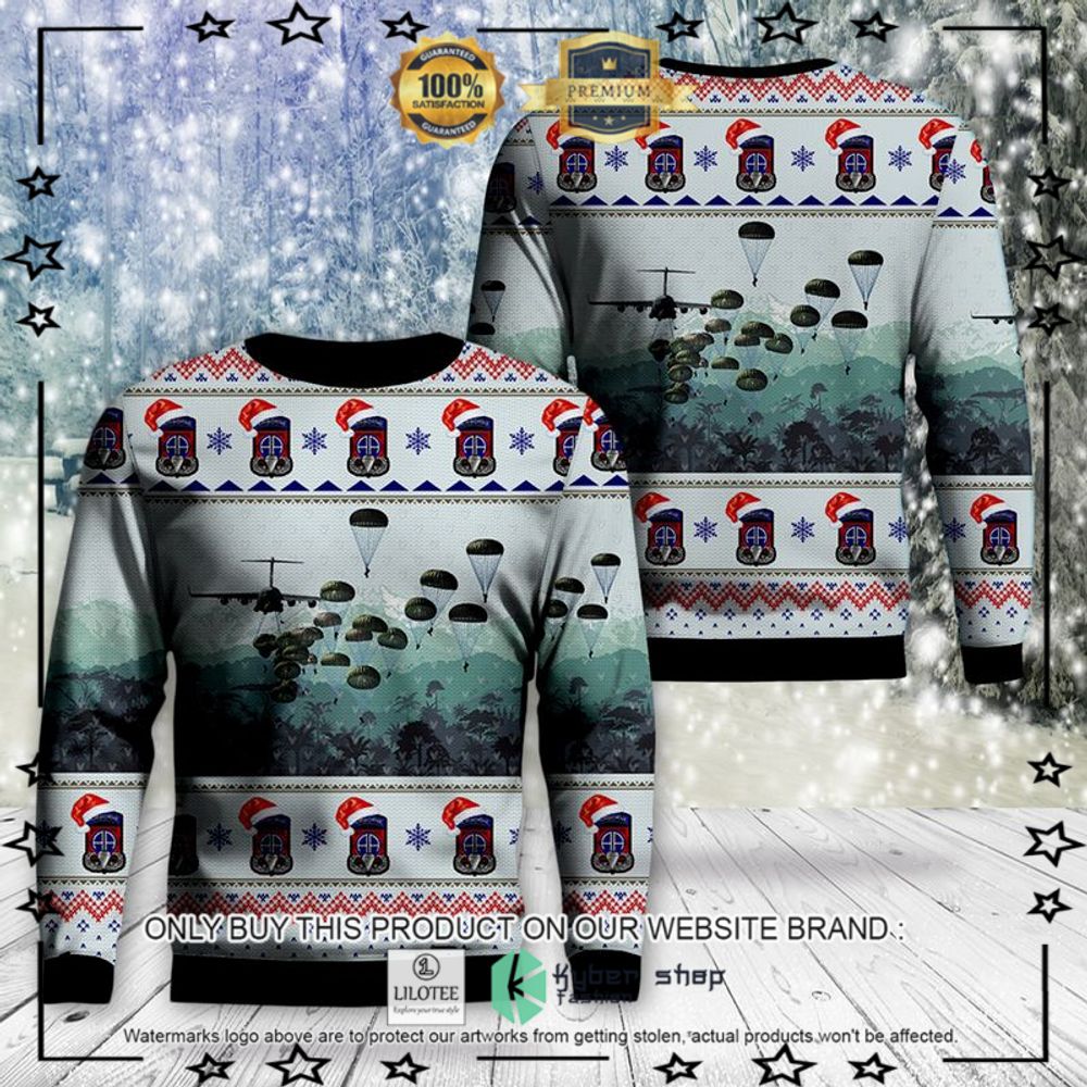 us army paratroopers with the 82nd airborne division parachute christmas sweater 1 81184