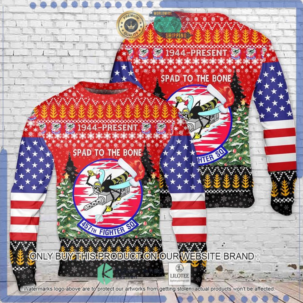 us flag air force 457th 1944 present spad to the bone christmas sweater 1 60018