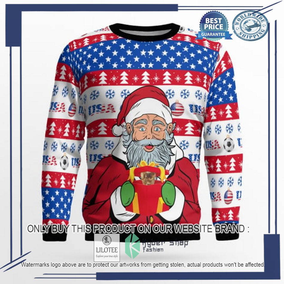 usa football santa claus gift ugly christmas sweater 2 36568