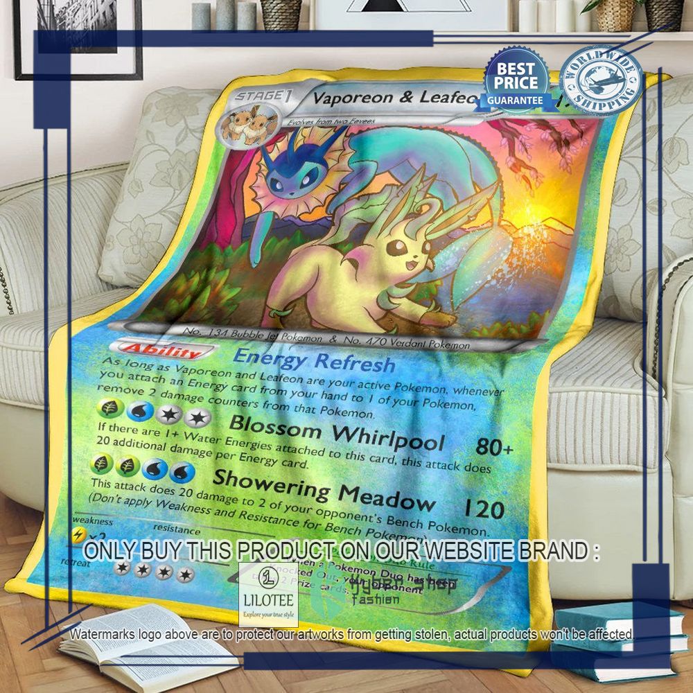 Vaporeon and Leafeon Duo Card Pokemon Blanket - LIMITED EDITION 7