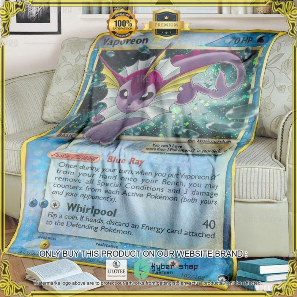 Vaporeon Gold Star Custom Pokemon Soft Blanket - LIMITED EDITION 8