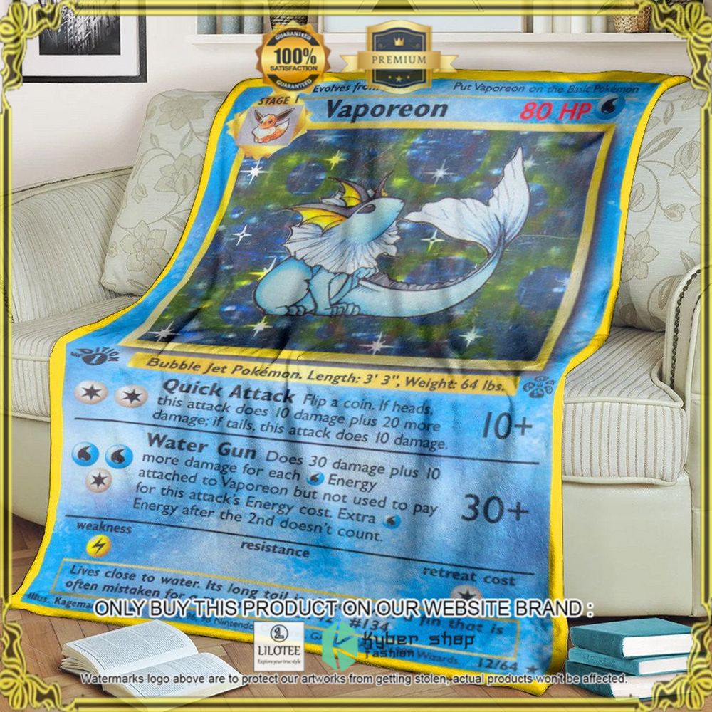 Vaporeon Jungle Custom Pokemon Soft Blanket - LIMITED EDITION 8