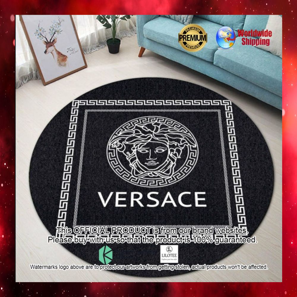 versace white black round rug 1 824