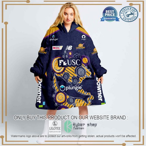 personalized netball sunshine coast lightning indigenous oodie blanket hoodie 1 59734
