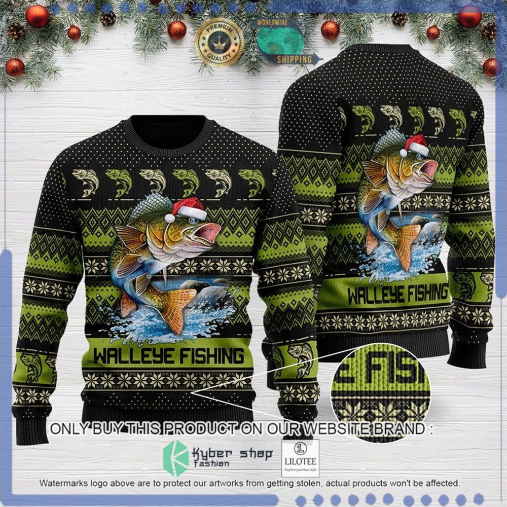 walleye fishing hat christmas sweater 1 62466