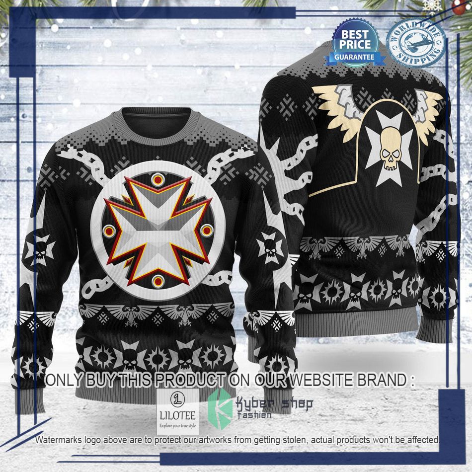 warhammer 40000 black templars logo ugly christmas sweater 1 29518