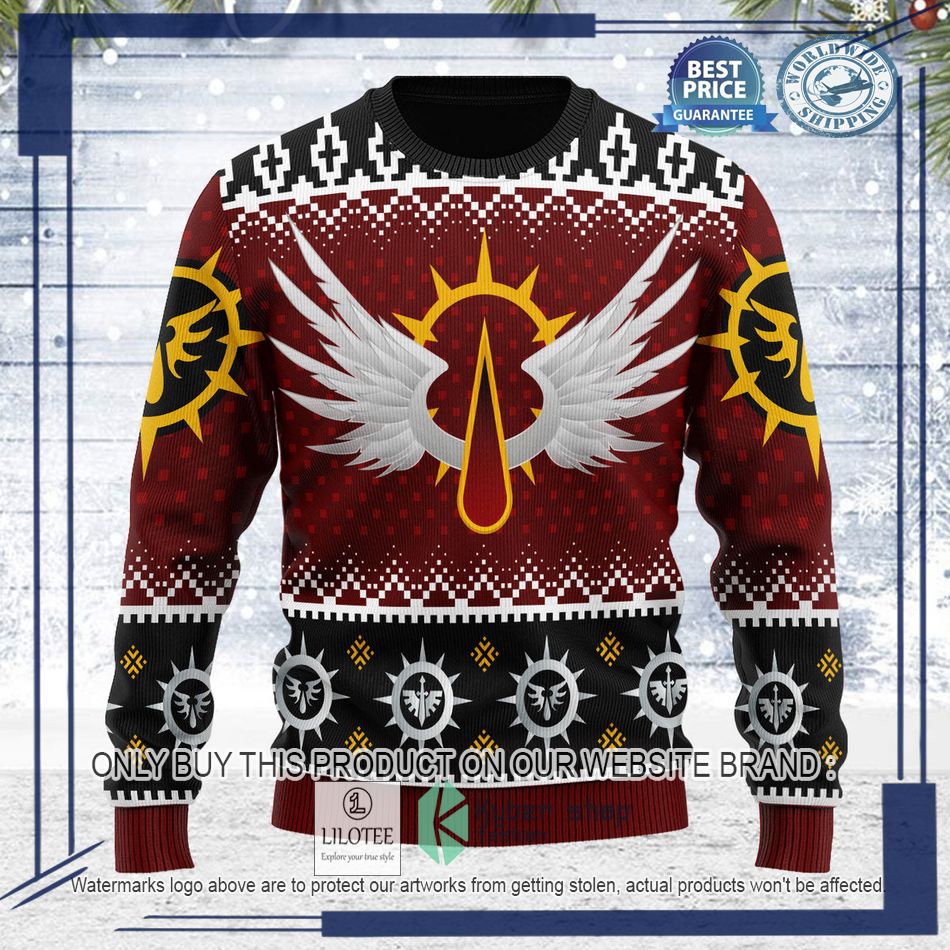 warhammer 40000 blood angels logo ugly christmas sweater 2 31189