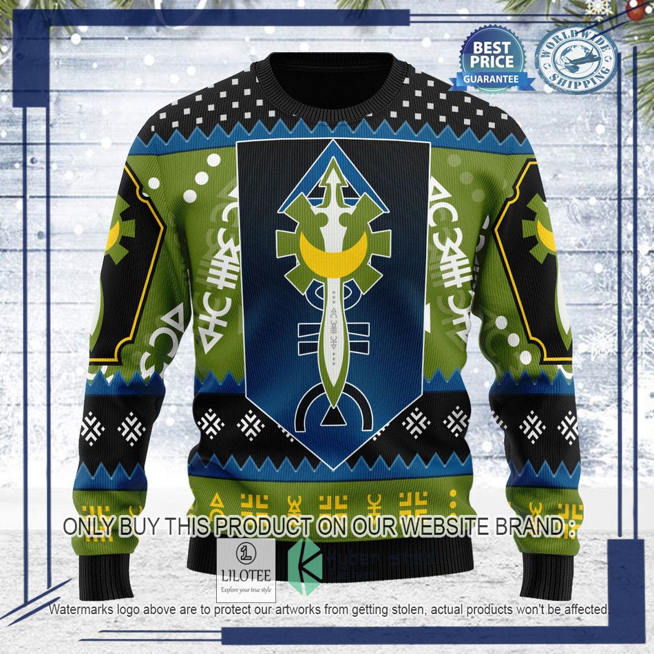 warhammer 40000 craftworlds aeldari of alaitoc logo ugly christmas sweater 2 3599