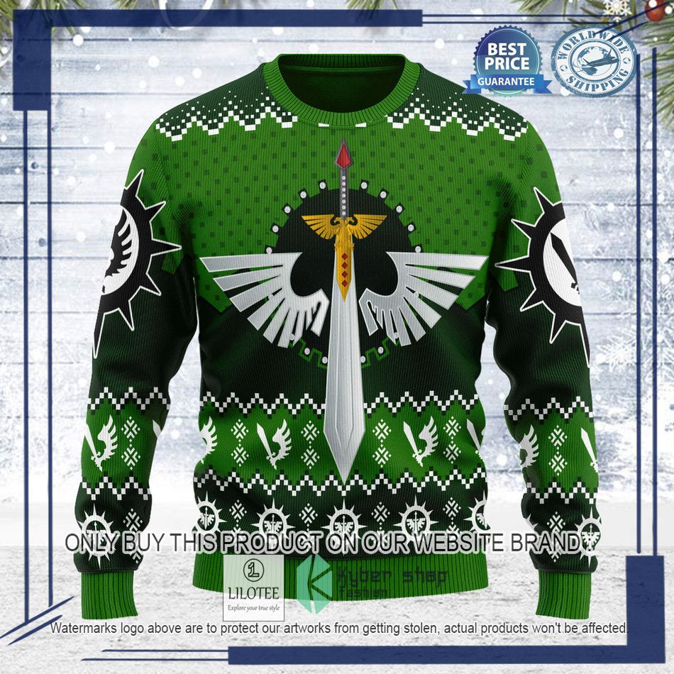 warhammer 40000 dark angels logo ugly christmas sweater 2 86176