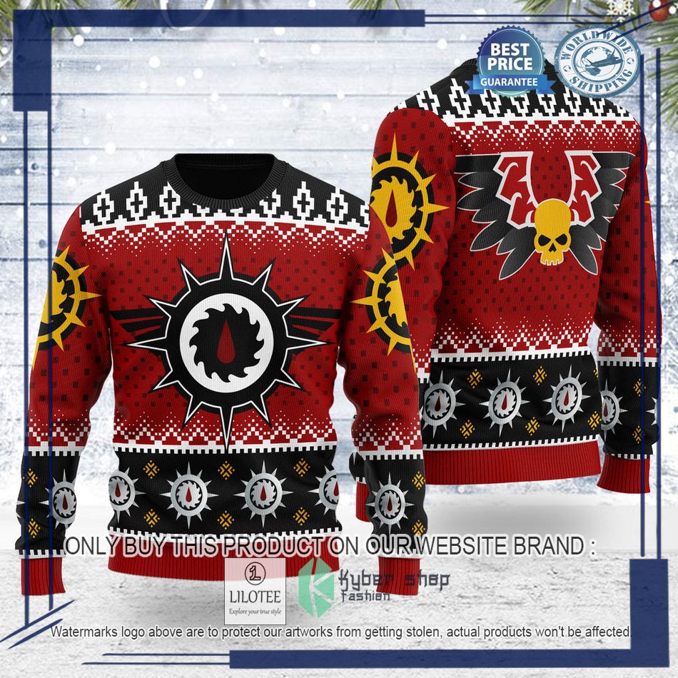 warhammer 40000 flesh tearers logo ugly christmas sweater 1 57407