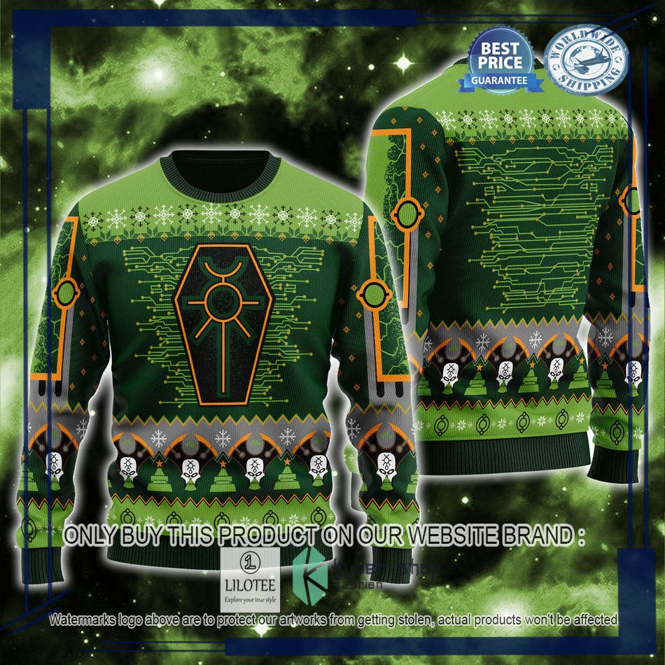 warhammer 40000 nefarious necron logo ugly christmas sweater 1 68679