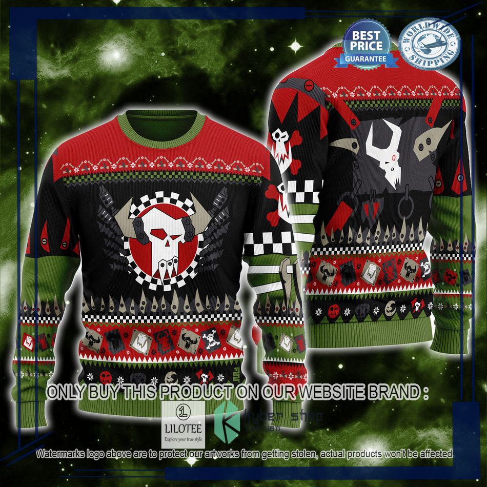 warhammer 40000 orks logo ugly christmas sweater 1 44137