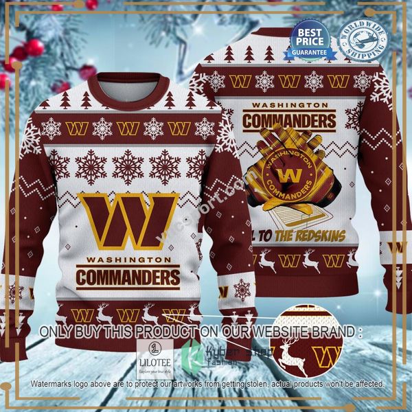 washington commanders the redskins christmas sweater 1 1000