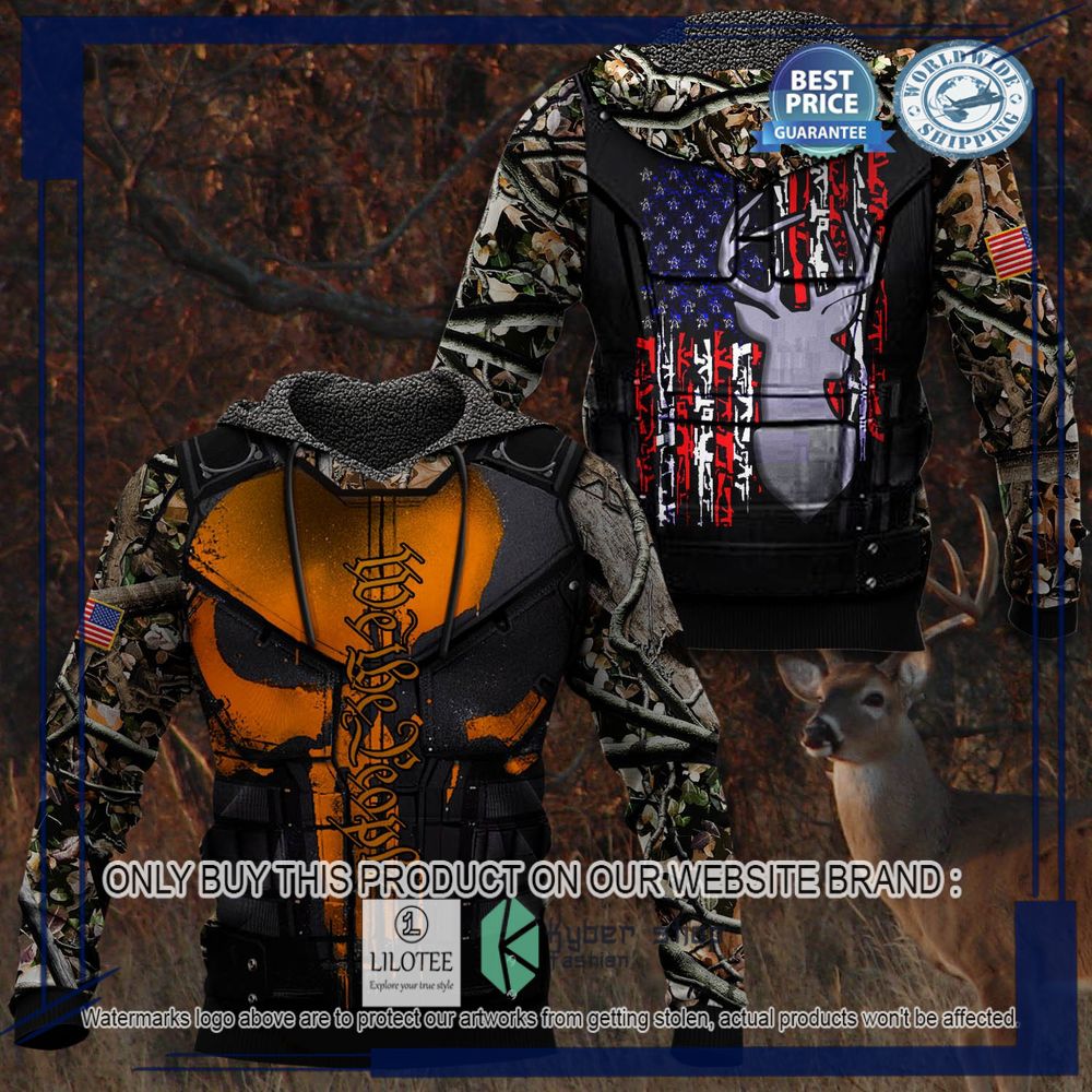 We the People Punisher Skull US Flag Camo 3D Hoodie 4