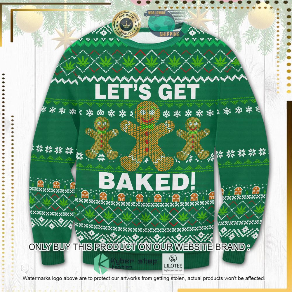 weed lets get baked knitted christmas sweater 1 65050