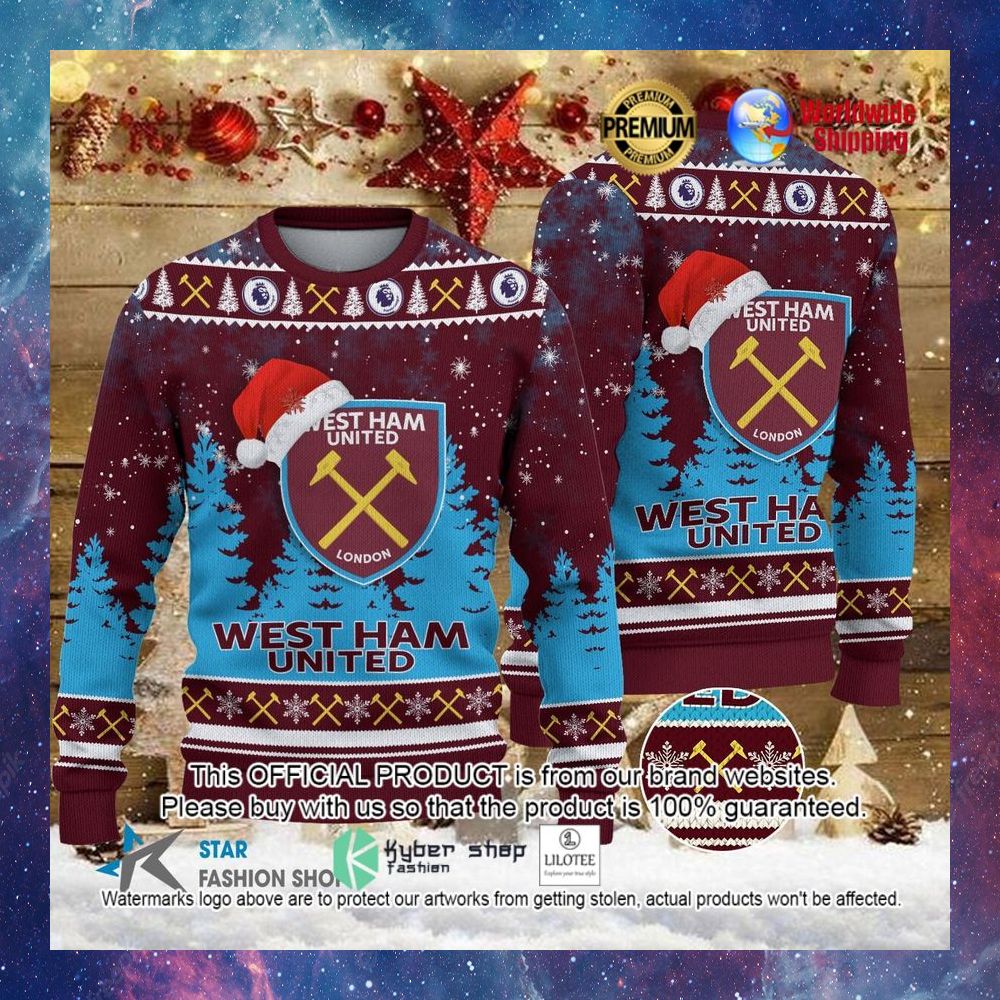 west ham united santa hat sweater 1 152