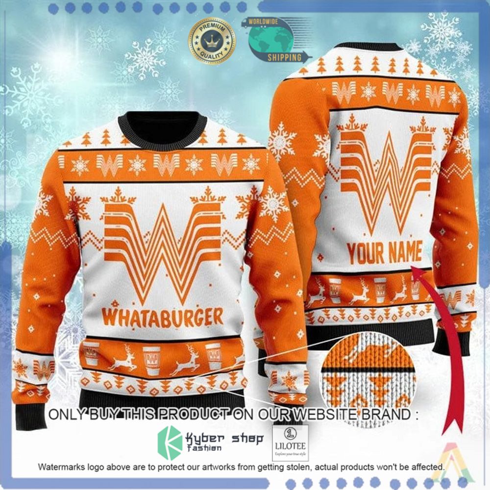 whataburger orange white your name christmas sweater 1 8131