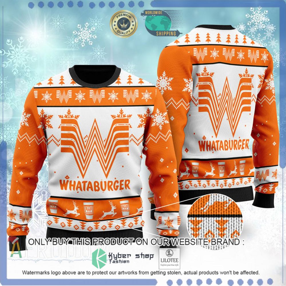 whataburger white orange christmas sweater 1 16631