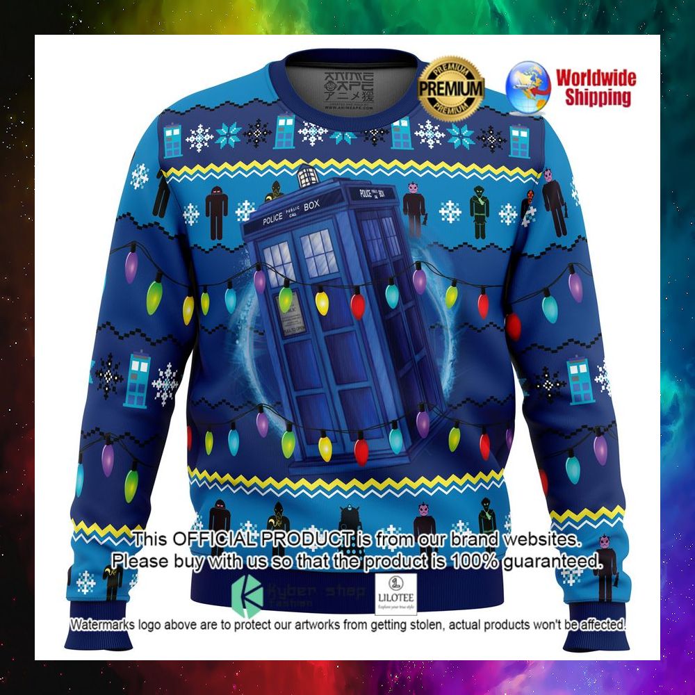 whos outside doctor who christmas sweater 1 358