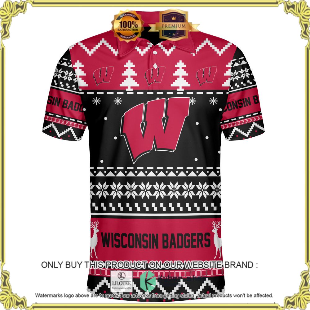 wisconsin badgers personalized sweater polo 1 53464