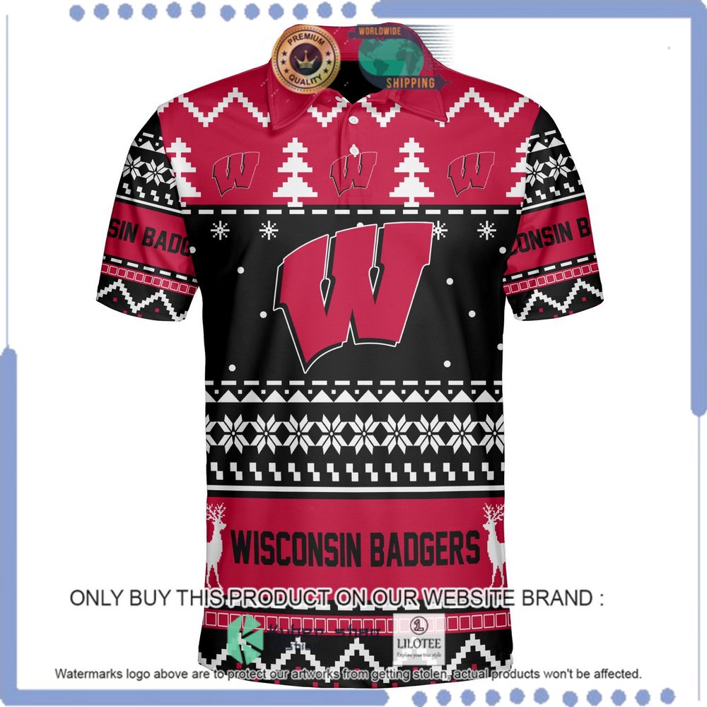 wisconsin badgers personalized sweater polo 1 66251