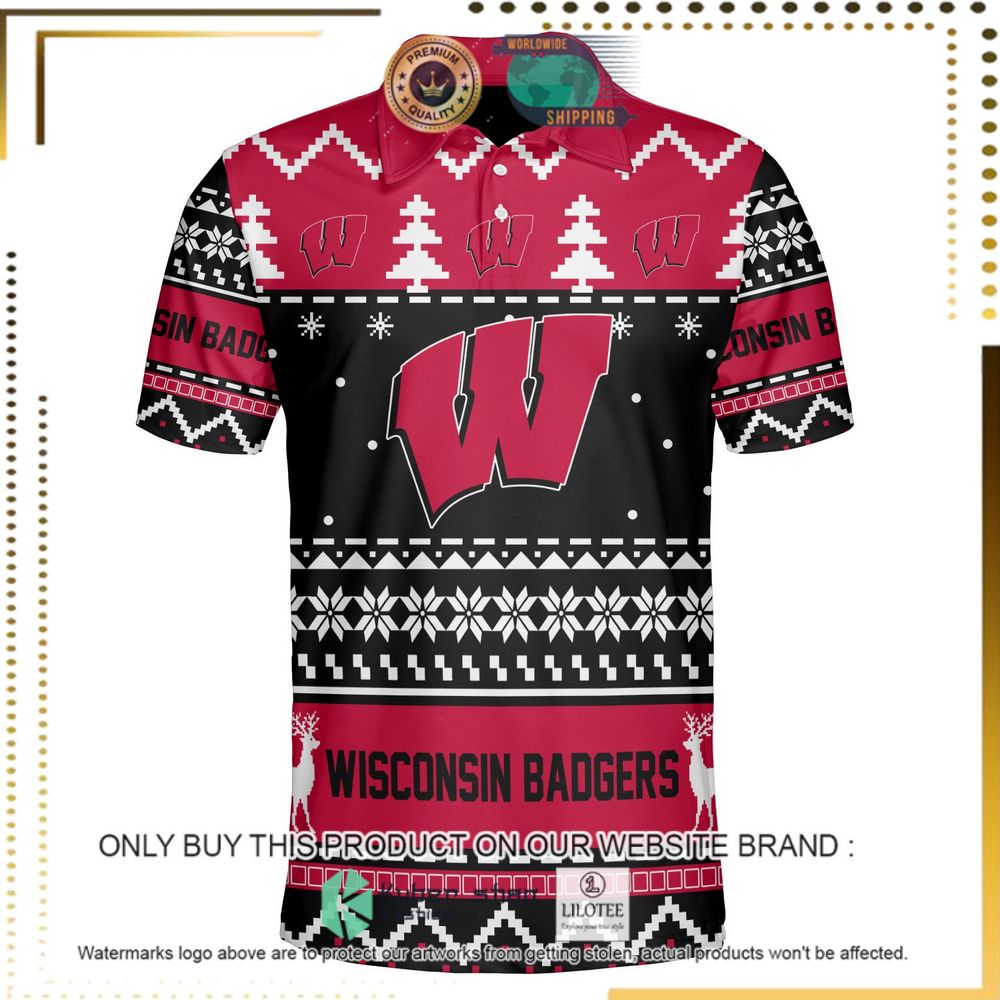 wisconsin badgers personalized sweater polo 1 79563