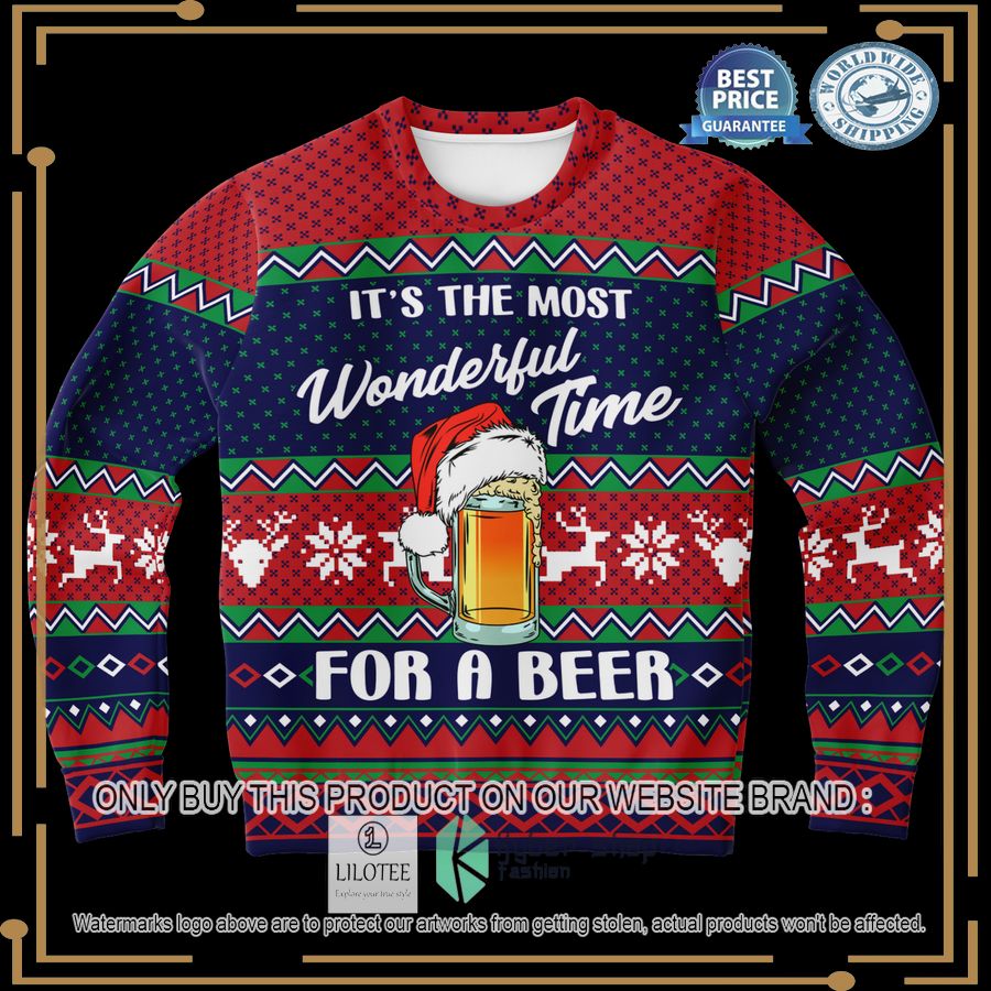 wonderful time for a beer christmas sweater 1 7461