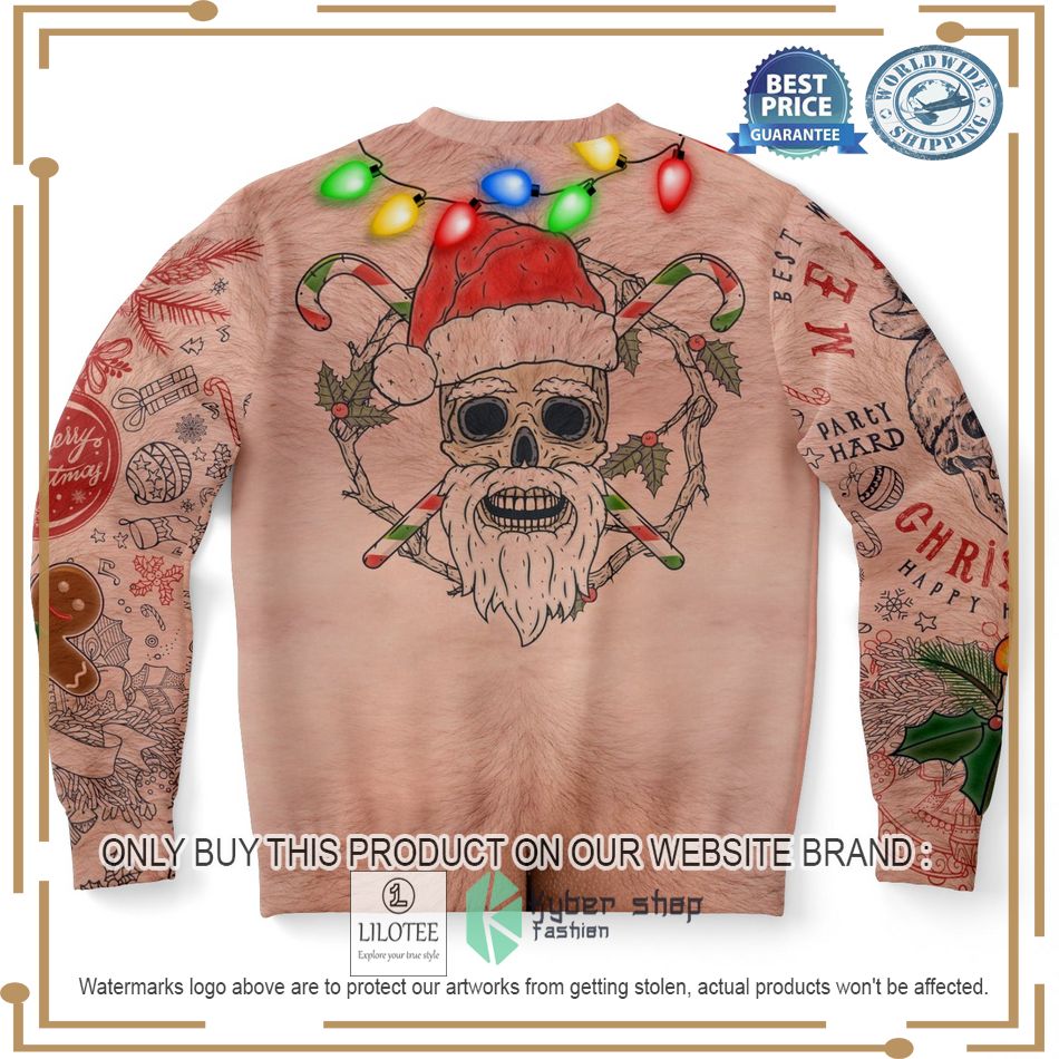 xmas life tatoo topless man ugly christmas sweater 2 99685