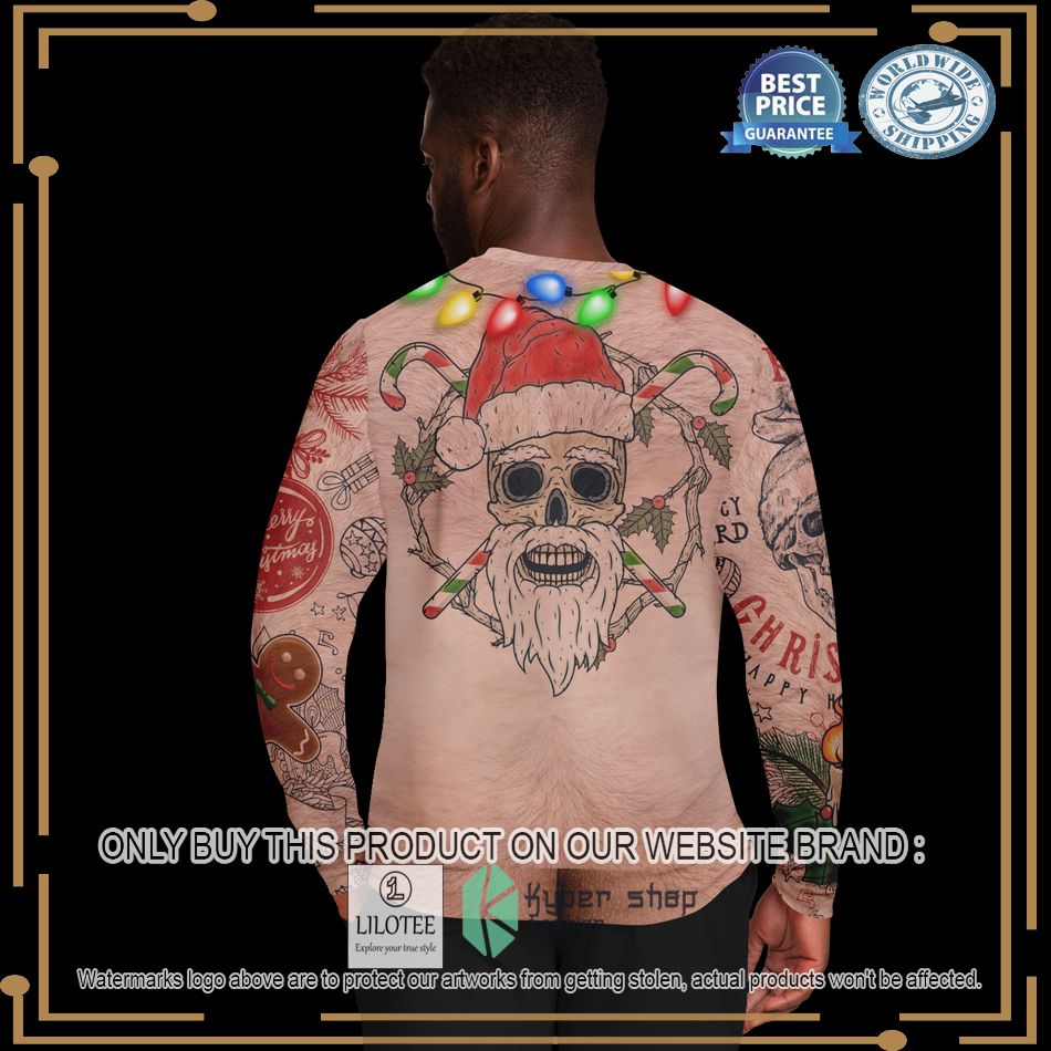 xmas life tatoo topless man ugly christmas sweater 3 21358