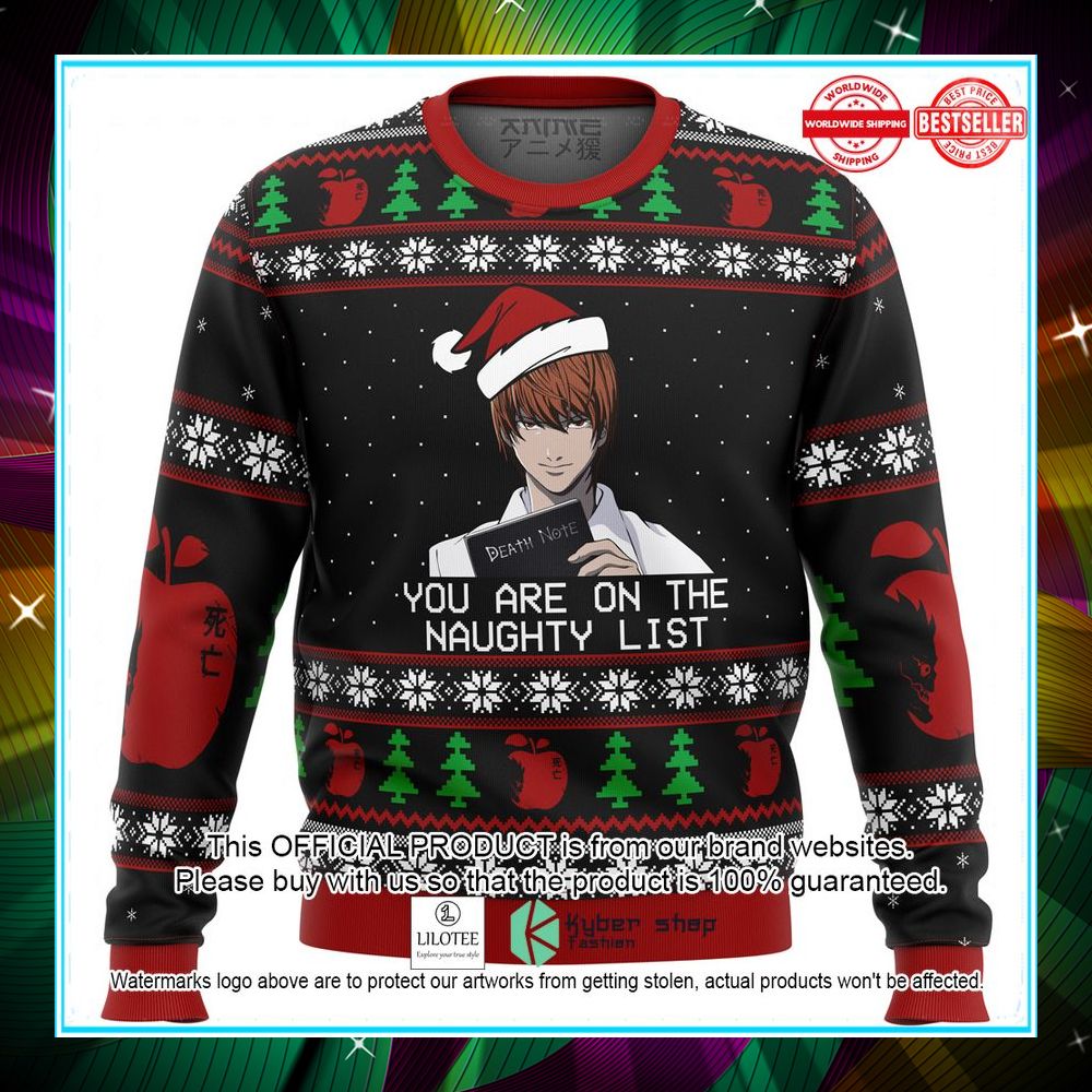 yagami raito death note you are on the naughty list sweater 1 636