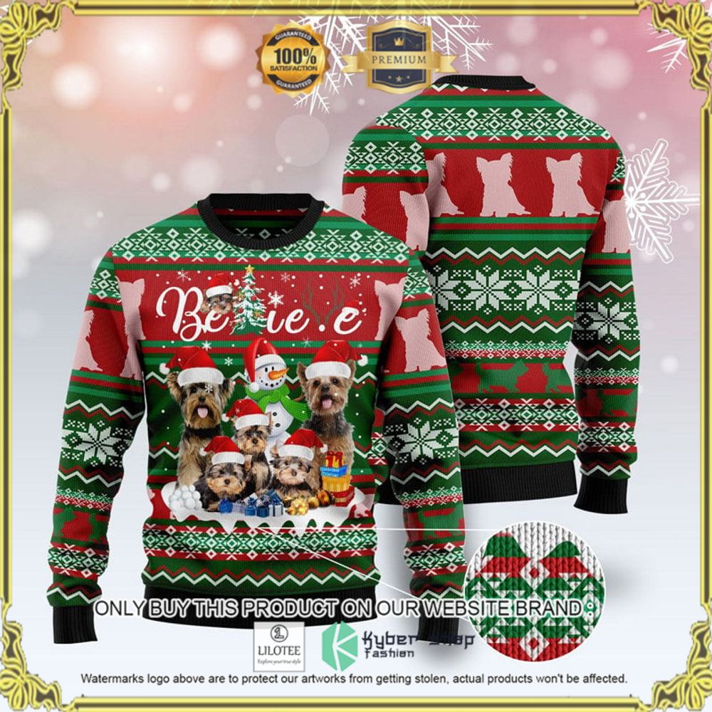 yorkshire terrier red green christmas sweater 1 35476