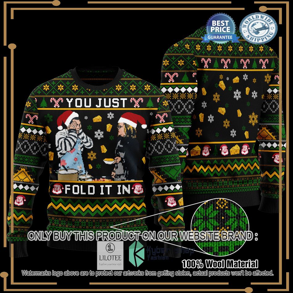 you just fold it in black green christmas sweater 1 76573