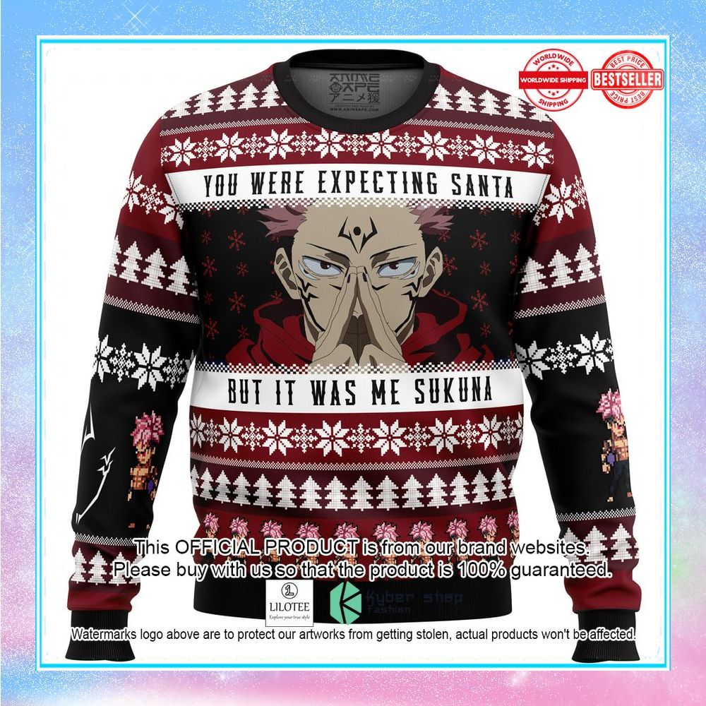 you were expecting santa sukuna jujutsu kaisen ugly christmas sweater 1 136