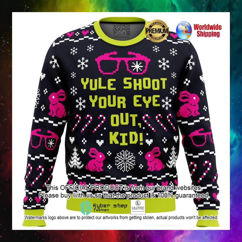 yule shoot your eye out kid rabbit christmas sweater 1 331