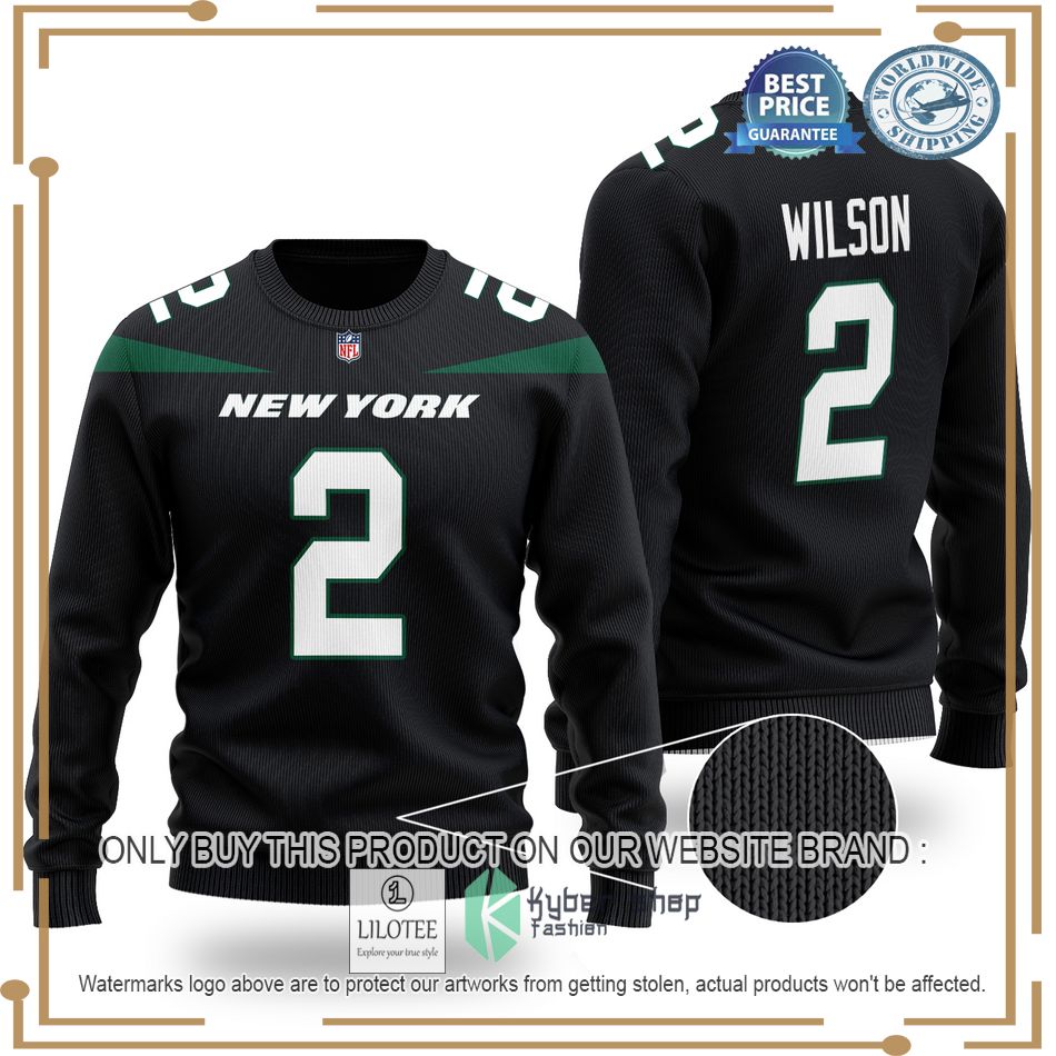 zach wilson 2 new york jets nfl black wool sweater 1 20389